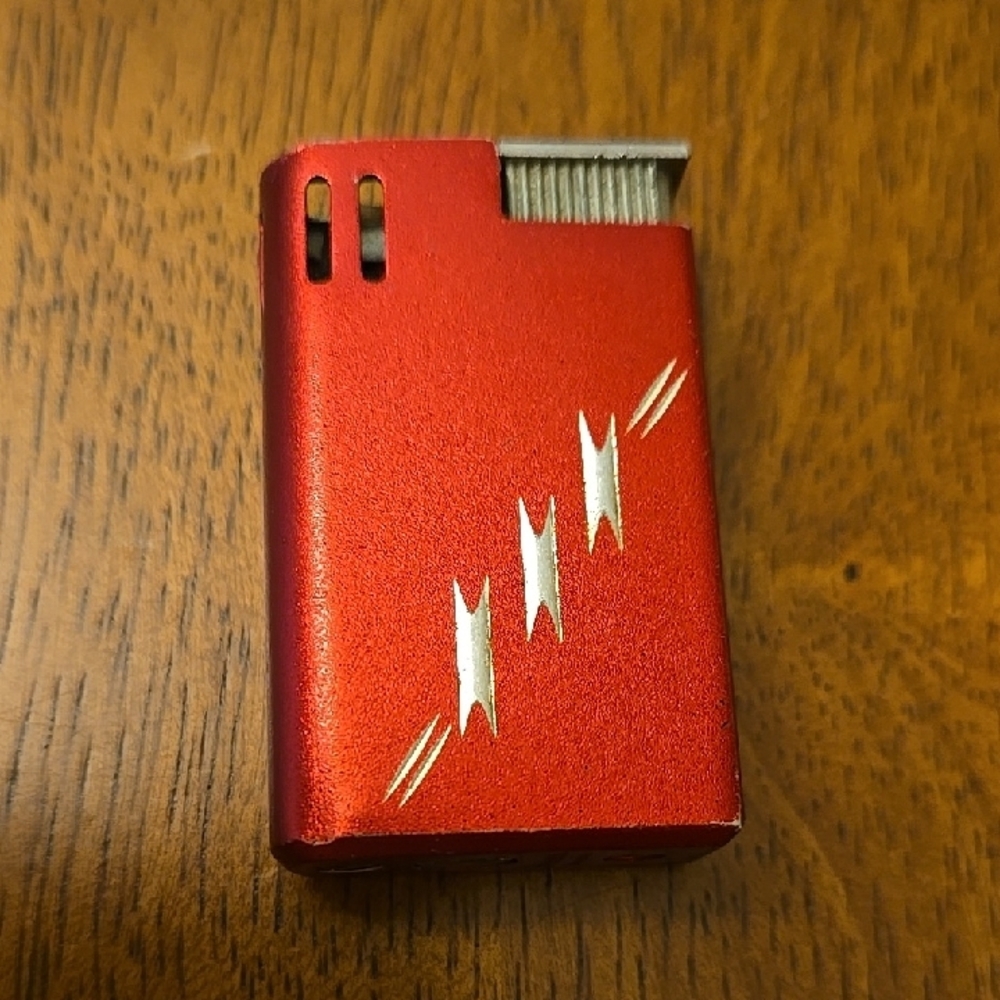 Red Vintage Lighter with Silver Accents